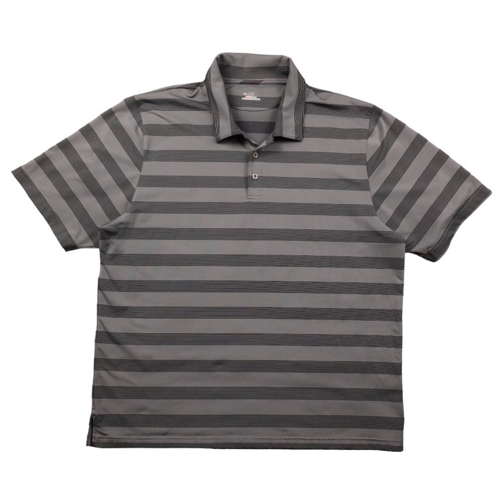 Under Armour Heatgear Short Sleeve Polo Mens Size 2XL Gray Black Stripes Golf